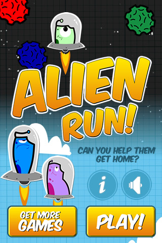 Alien Run game - title screen